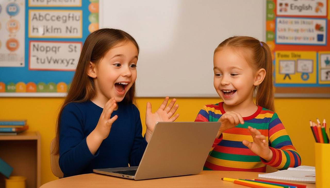 Дети двигаются и танцуют на уроке